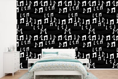 Behang - Fotobehang Muziek - Zwart Wit - Patroon - Breedte 360 cm x hoogte 240 cm