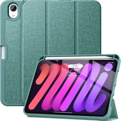 Geschikt Voor iPad Mini 7 hoes en geschikt voor iPad Mini 6 hoes - Mini 2024 Hoes - Solidenz Trifold Bookcase - Mini 2021 Cover - Met Autowake - Met Standaard - Hoesje Met Pencil Houder - Lichtgroen