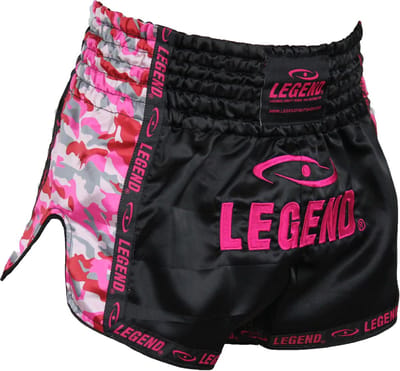 Kickboks Broekje Meisjes/Dames Camo Roze Satijn XXL