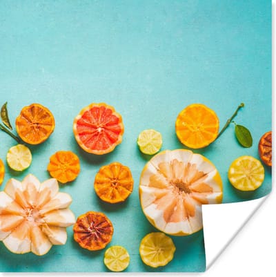 Poster Citrus - Zomer - Fruit - 100x100 cm XXL