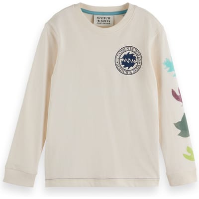 Scotch & Soda Boy Relaxed-fit Long-sleeved Artwork T-shirt Eggnog Taglia: 4 | T-shirt Outlet | kids