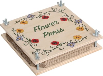 Bloemenpers Hout - Planten droger - Planten drogen - Inclusief kartonlagen - 19 x 19 cm - Houtkleur