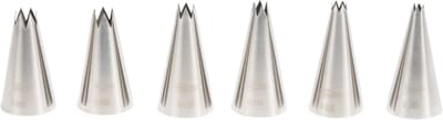 Patisse spuitmondjes set rvs open ster 6-delig taartdecoratie.