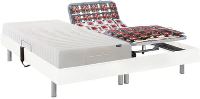 Vente-unique Bed met elektrische lattenbodem hout wit 2 x 90