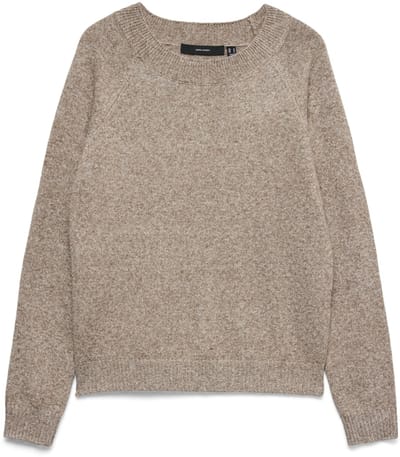 Vero Moda Trui Vmdoffy Ls O-neck Blouse Ga Noos 10201022 Cocoa Brown/w. White Melange Dames Maat - S