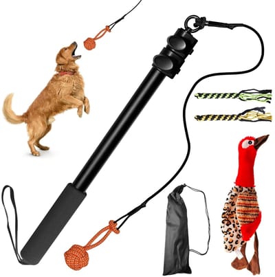 Dailygoods- Hengel Professionele Trekhengel - Verstelbaar 42-102 cm - Anti-Stress Eend - Kauwspeelgoed - Hondenhengel met Speelgoedkoppen - Duurzaam Katoen - Hondenspeelgoed