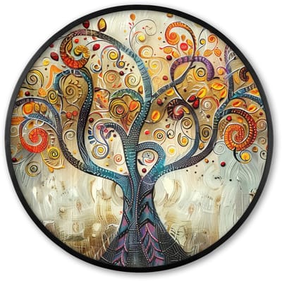 Poster in lijst Rond - Fotolijst 60x60 cm - Posters - Boom - Kunst - Modern - Natuur - Ronde posterlijst zwart - Decoratie - Wanddecoratie woonkamer - Muurdecoratie slaapkamer