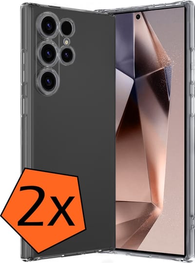 Hoes - 2 Stuks - Geschikt voor Samsung Galaxy S24 Ultra - Sterk & Shockproof - Case Siliconen - Back Cover - Telefoon Hoes - Transparant