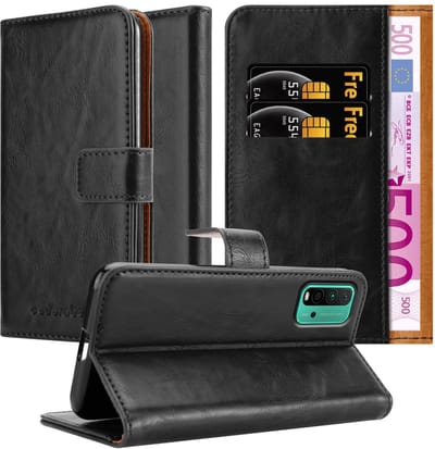 Cadorabo Hoesje geschikt voor Xiaomi RedMi 9T / POCO M3 in ZWART GRAFIET - Beschermhoes met magnetische sluiting, standfunctie en kaartvakje Book Case Cover Etui