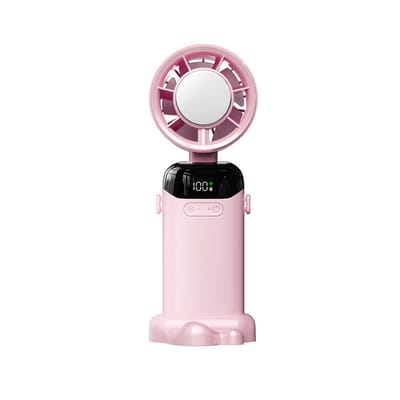 VHV-Draagbare Mini-Ventilator met Halfgeleider-Koeling - Handventilator met Ijskoelde Mist - Krachtige Oplaadbare Ventilator - Opvouwbaar Design - Voor Reizen, Kantoor en Outdoor - Roze