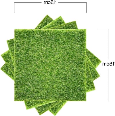 Kunstgras Tegels - Decoratie Gras - Miniatuur Tuin - Eenvoudig te Plakken - 4 Stuks 15cm - Groen