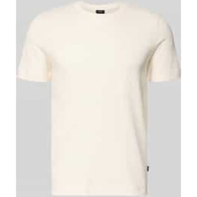T-shirt met geribde ronde hals