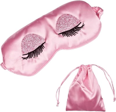 Slaapmasker Imitatie Zijde - Oogmasker Zacht - Comfortabel Slapen - Verstelbare Band - 22.5 x 12 cm - Zwart