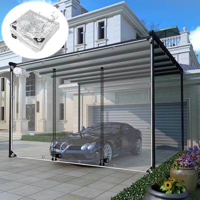 Transparant Waterdicht Zijpaneel voor Pergola of Carport met Ritsdeur