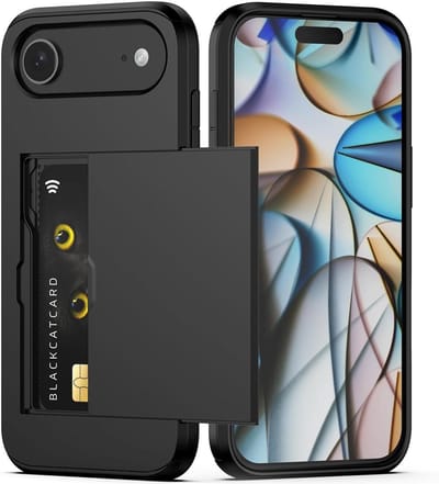 YPCd Hardcase Pasjeshouder Hoesje – Geschikt voor Apple iPhone Air – Shockproof Backcover met Verborgen Kaartvak – Zwart