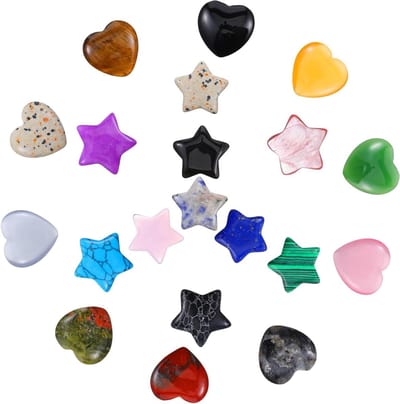 20 Stuks Geluksbrenger Hartsteen en Stersteen Kristallen voor Meditatie, Reiki en Angsttherapie met Rozenkwarts Edelstenen