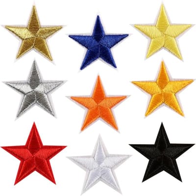 10 stuks 9 kleuren Zilver Goud Stickers Kleding 5 Sterren Geborduurde Applicatie Strijkbare Patches Voor Kleding Militair Motief Leger Badge