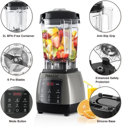 Scaleunion Professionele Blender/Nutribullet – 2L BPA-vrije Kan – 2000W - Smoothie, IJs & Fruit Mixer – Timer Functie – Zwart