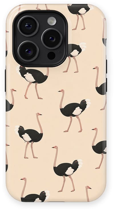 Safari Tough Case geschikt voor iPhone 14 Pro | Premium hoesje met Safari Dieren Design | Geschikt voor Mag | Dieren Print Backcover geschikt voor iPhone 14 Pro Struisvogel