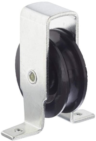 6,5 mm diameter kabel 40 mm staande katrol - katrol met voetplaat - hijskatrol - geleidekatrol - open behuizing katrollen