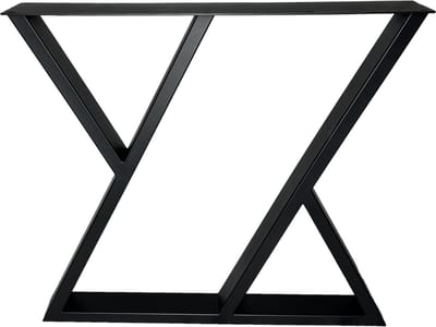 Maison DAM – 1x industriële tafelpoot Z met koker 7x3cm, Hoogte 72cm, mat zwart fijn structuur, hoogwaardige kwaliteit - Metaal, tafelpoten, tafelpoot, ijzer, topplaat; 4mm.