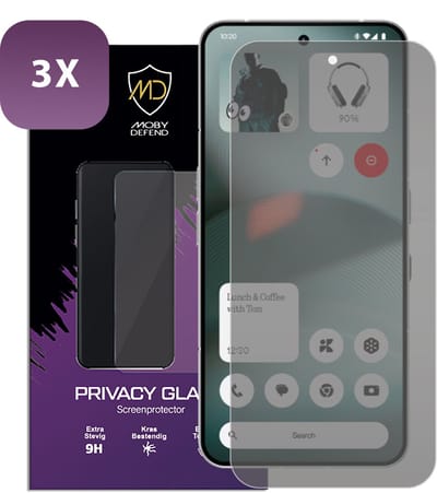 3-Pack MobyDefend Screenprotectors - Geschikt voor Nothing Phone (3) - Matte Privacy Glass Screensavers