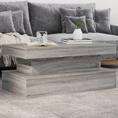 vidaXL - Salontafel - met - LED-verlichting - 90x50x40 - cm - grijs - sonoma - eiken