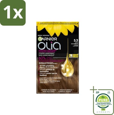 1 x Garnier - Olia 5.3 - Haarkleuring - Licht Goudbruin - Zonder Ammoniak - 60% Olie - Permanente Kleur - Permanente Haarkleur - Haarkleuring - Garnier Olia - Olie Delivery System - Grijsdekking