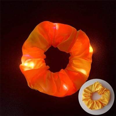 Lichtgevende Scrunchie Haarband – Oranje met Gekleurde LED-lichtjes - WK Voetbal