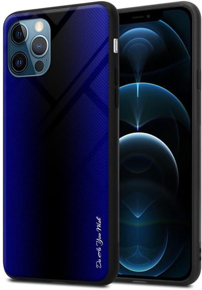 Cadorabo Hoesje geschikt voor Apple iPhone 12 / 12 PRO in KOBALT PAARS - Beschermhoes gemaakt van TPU silicone Case Cover en achterkant van gehard glas