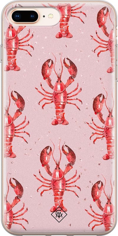 Casimoda® hoesje - Geschikt voor iPhone 8 Plus - Lobster All The Way - Siliconen/TPU telefoonhoesje - Backcover - Geen opdruk - Roze