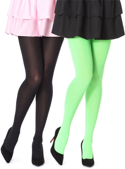 Bellivalini Dames Panty 2 Pak – 100 DEN - Polyamide - Microvezel - Zwart/Neon Lime (2Pack) – S - BLV-FI-1003-2P