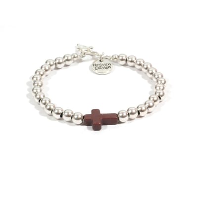 Heaven Eleven - dames - Armband - zilver - plating - bruin - kruis