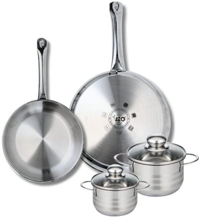 Set van 2 Koekenpannen 24 en 28 cm en 2 kookpotten 12 en 14 cm Elo Profi Brillant