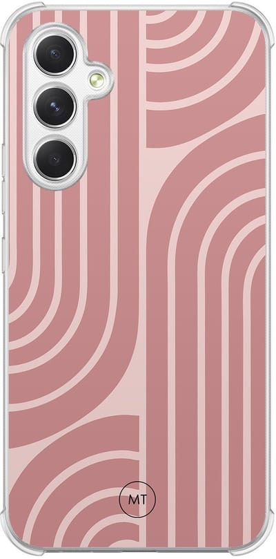 Hoesje (shockproof) geschikt voor Samsung Galaxy A54 - Blush shapes - Extra sterke case - TPU/polycarbonaat - Print - Roze, Transparant