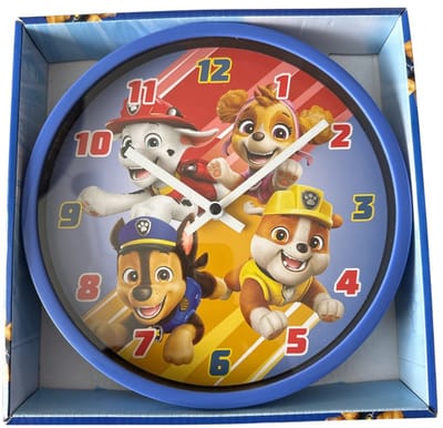 Paw Patrol Wandklok Kinderkamer – Analoge Klok met Chase, Marshall & Skye – Stil Uurwerk – Blauw