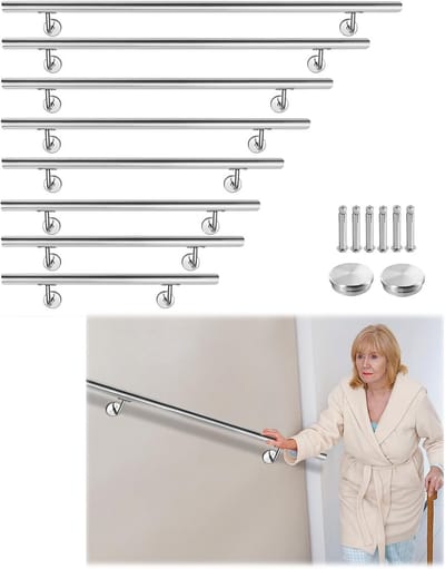 RVS Trapleuning 150 cm - Wandsteunen Inclusief - Binnen & Buiten Gebruik