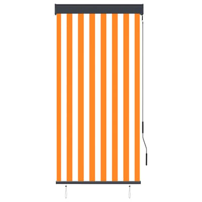 vidaXL - Rolgordijn - voor - buiten - 80x250 - cm - wit - en - oranje