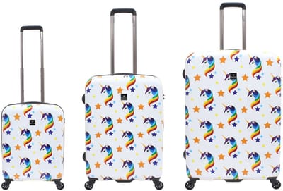 Saxoline Harde Kofferset 3-Delig / Reiskofferset / Trolleyset - Unicorn Print - Bedrukt / Set