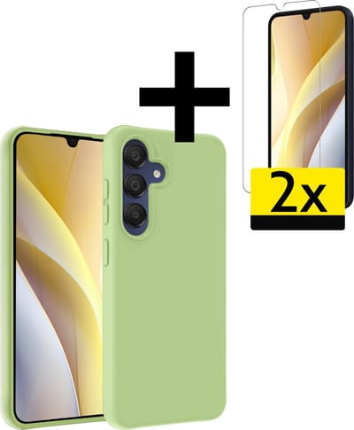 Hoesje - Met 2x Screenprotector - Geschikt voor Samsung Galaxy A15 - Sterk & Shockproof - Back Cover - Siliconen Case - Telefoon Hoes - Telefoonhoesjes - Groen