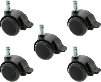 AMIG bureaustoel PU wieltjes met rem - 5x - wiel D50mm - pin D11mm - zwenkwielen - standaard formaat