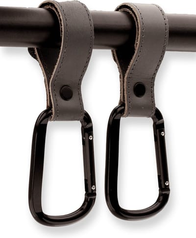 Brute Strength – Multifunctionele klittenband haak - Grijs - 2 stuks - Tassenhaak - Stroller straps – Buggy haak - Tassenhanger - Kinderwagen Tashaak – Buggy accessoires - Karabijnhaak - Golf handdoek haak - Musketonhaak
