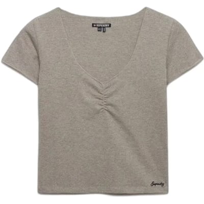 Superdry Athletic Essentials T-shirt met Korte Mouwen en Rimpeleffect Grey Grootte: 36