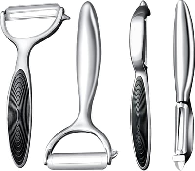 4-Pack RVS Dunschiller Set - Schilmesje - Professionele Aardappel- en Groenteschillers | Incl. I-model, Y-model | Roestvrij Staal & Anti-Slip