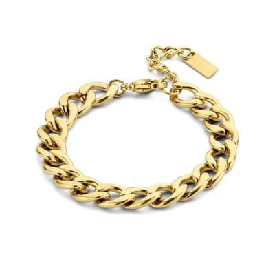 MIASOPHIA 4-MS22003 Stalen Armband Gourmette - 9,5mm Breed - 16,5+3cm - Staal - Goudkleurig