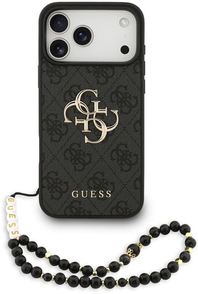 Hoes voor Apple iPhone 17 Pro Max, Guess, 4G Classic Logo met Band, Zwart