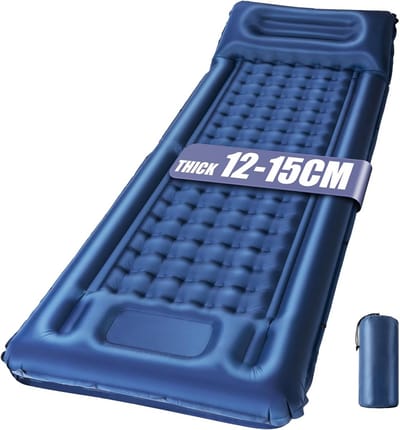 Zelfopblazende Kampeermat met Ingebouwde Pomp | Ultralichte 12CM Dikke Slaapmat | Waterdichte en Koppelbare Luchtmatras voor Backpacken en Kamperen