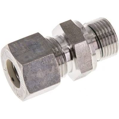 G 3/8'' Buitendraad x 12L RVS Rechte Knelfitting met FKM Afdichting 315 Bar DIN 2353 - FL2S-MO-STFP-038G-12-L