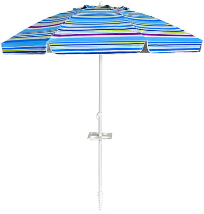 Costway Strandparasol, 182 cm, strandparasol, tuinparasol, windbestendig, stevig, UPF 50+, 30 graden knikbaar, zonwering, met grondpen en draagtas voor balkon, tuin en terras