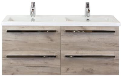 Seville Badmeubelset 120 cm - 4 Laden Craft Oak - Wastafel Djazz Dubbel